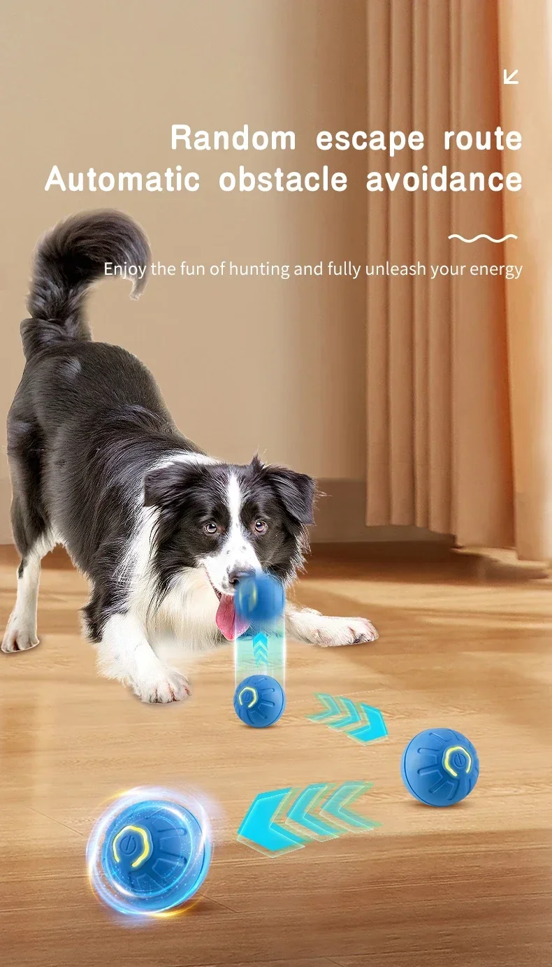 Bola de brinquedo inteligente para cachorro, brinquedo interativo eletrônico par - Imagem 10