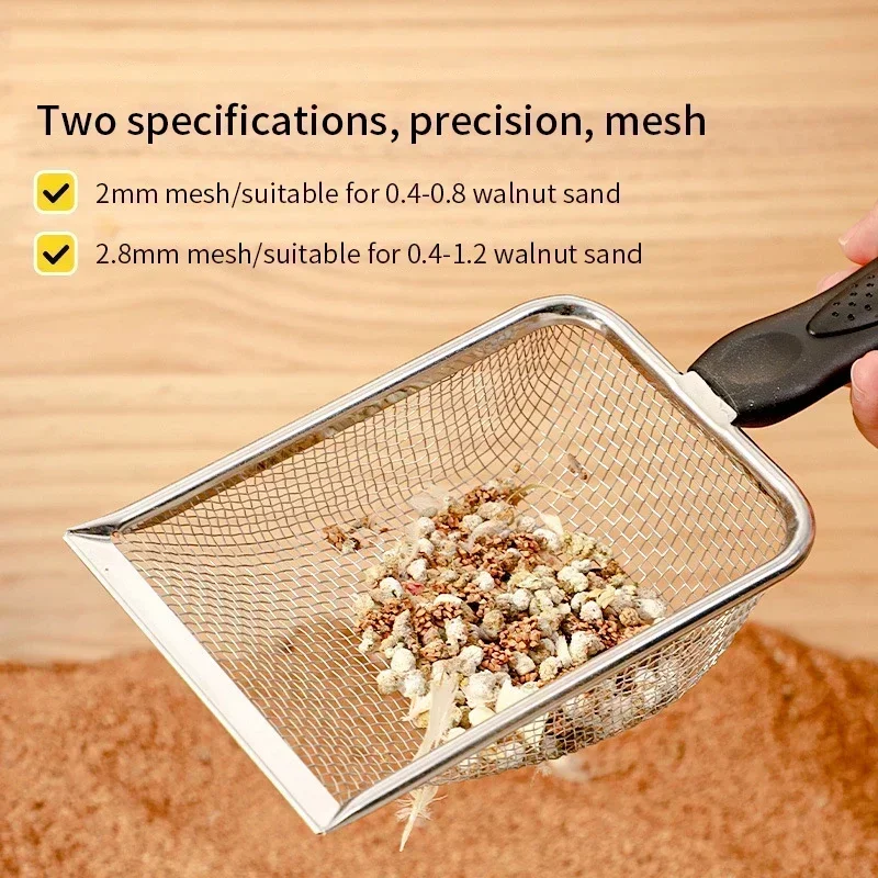 Pá de maca para gatos, aço inoxidável, substrato de areia para répteis, limpeza - Imagem 2