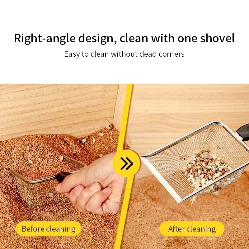 Pá de maca para gatos, aço inoxidável, substrato de areia para répteis, limpeza - Imagem 3