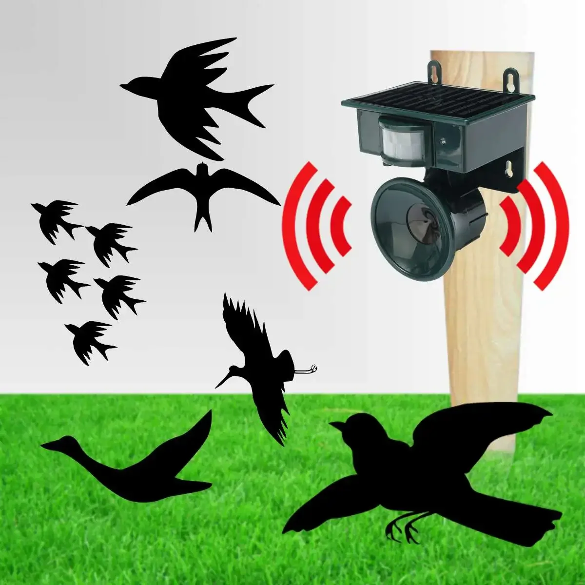 Repelente de animais à prova d'água com sensor de movimento, som, repelente de p