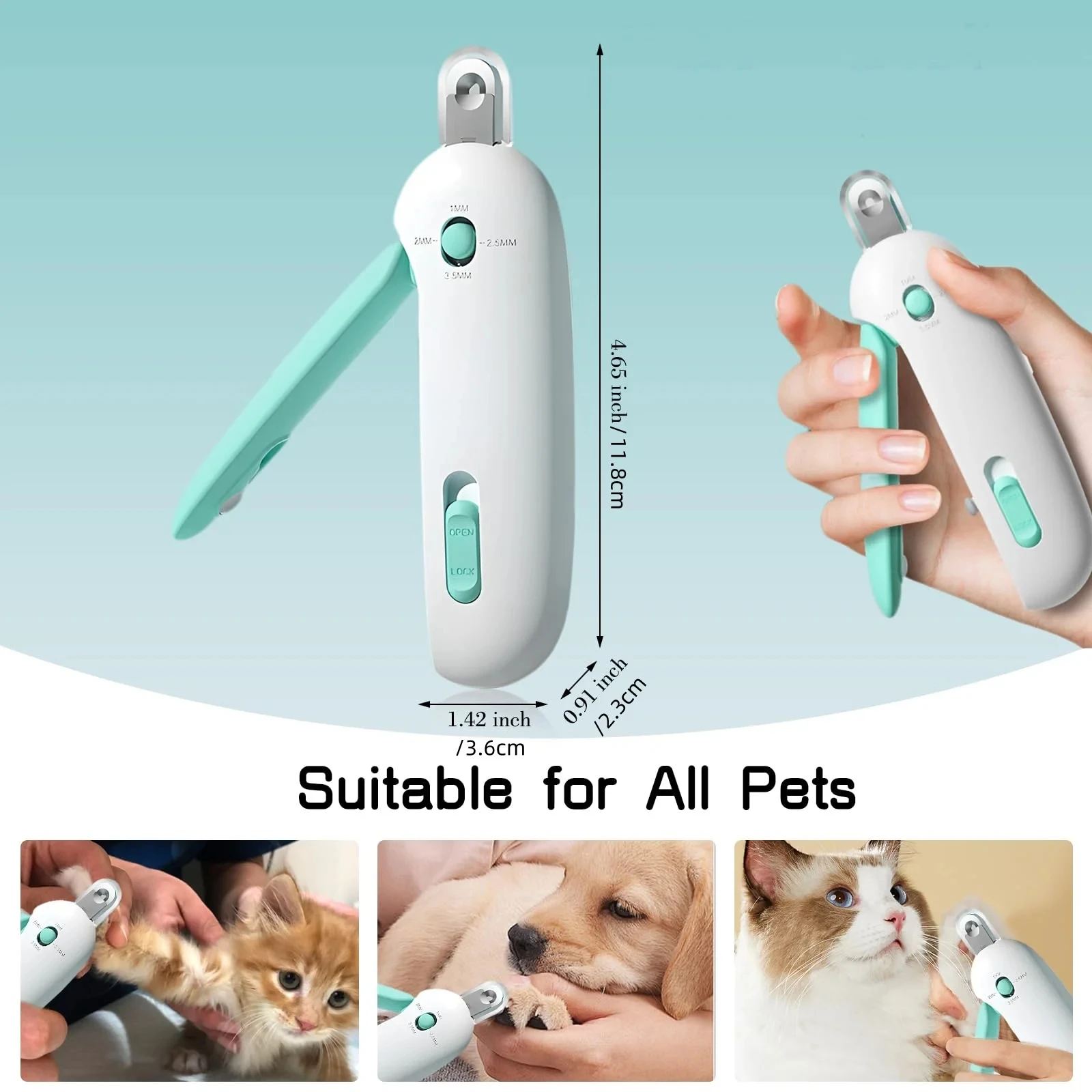 Cortador de unhas para cães e gatos, com furo ajustável, profissional, cortador - Imagem 14